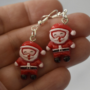 Χριστουγεννιάτικα σκουλαρίκια κόκκινα - πλαστικό, μικρά, ατσάλι, κρεμαστά