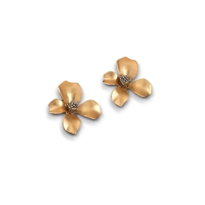 Metal gold flower earrings/ σκουλαρίκια χρυσά σε σχήμα λουλούδι - ασήμι, ορείχαλκος, καρφωτά, boho, νυφικά