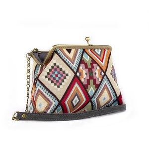 Clutch τσάντα με γεωμετρικά σχέδια - ύφασμα, clutch, ώμου, χιαστί, μικρές - 3