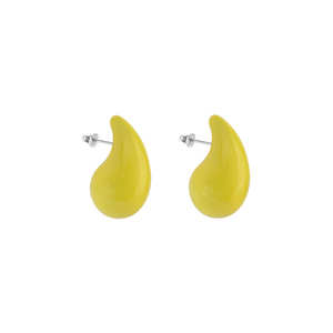 Σκουλαρίκια Ατσάλι Φούσκα "Yellow Bubble" - καρφωτά, ατσάλι, σμαλτο, μεγάλα, καρφάκι