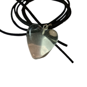 Κολιέ καρδιά διαφανείς φτιαγμένο από υγρό γυαλί 3,50cm χ 3cm - γυαλί, καρδιά, τσόκερ, δωράκι