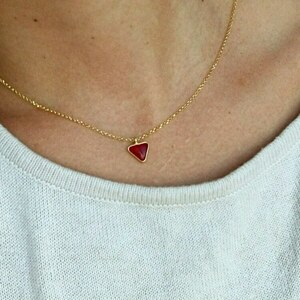 Red quartz d necklace - επιχρυσωμένα, ασήμι 925, κοντά, μενταγιόν