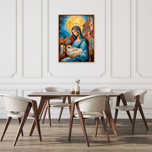 "Mother Mary and Jesus" - Αριθμημένο Συλλεκτικό αντίτυπο σε καμβά 70x95 - πίνακες & κάδρα, καμβάς, πίνακες ζωγραφικής, εικόνες αγίων - 5