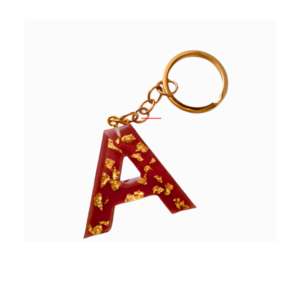 Μπρελόκ Μονόγραμμα -Α- από υγρό γυαλί κόκκινο με φύλλα χρυσού - γυαλί, ρητίνη, όνομα - μονόγραμμα, σπιτιού, μπρελοκ κλειδιών - 4