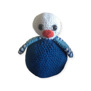 Χειροποίητο πλεκτό παιδικό κουκλάκι πιγκουίνος μπλε λευκό -AMI78 - λούτρινα