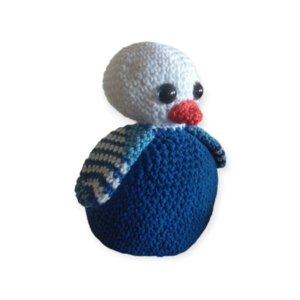 Χειροποίητο πλεκτό παιδικό κουκλάκι πιγκουίνος μπλε λευκό -AMI78 - λούτρινα - 2