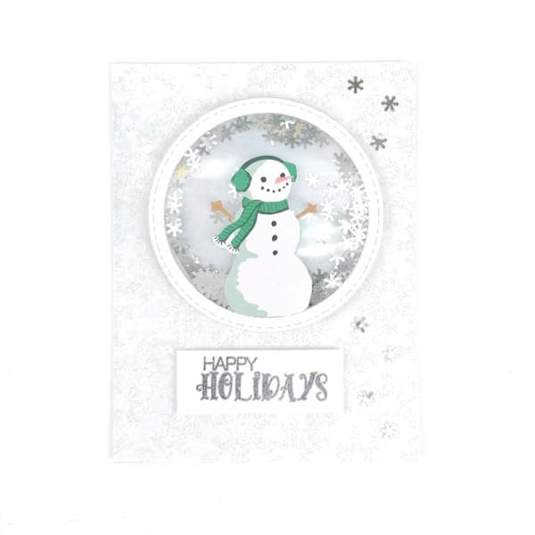 Χριστουγεννίατικη Ευχετήρια Κάρτα (Shaker card) με χιονονιφάδες - χαρτί, χιονονιφάδα, ευχετήριες κάρτες