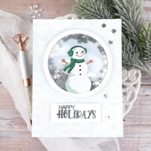 Χριστουγεννίατικη Ευχετήρια Κάρτα (Shaker card) με χιονονιφάδες - χαρτί, χιονονιφάδα, ευχετήριες κάρτες - 3