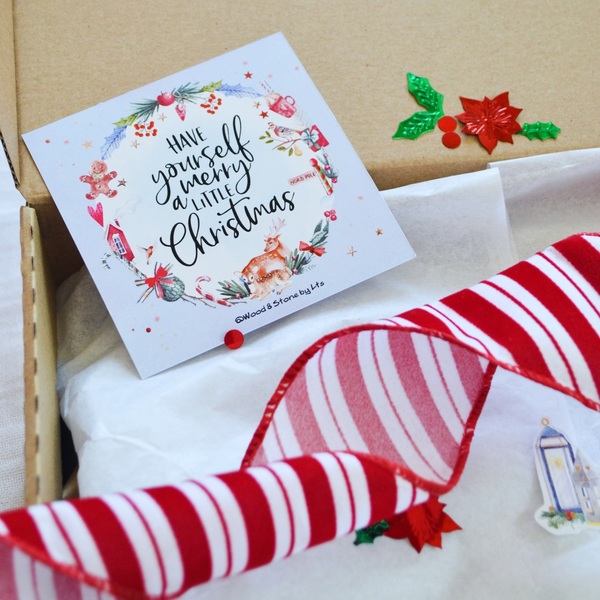 Χριστουγεννιάτικο κουτί διαστάσεων 32x23 εκ. με διάφορα προϊόντα έκπληξη - χαρτί, σετ δώρου - 5