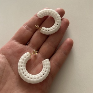 "Alien ear" Σκουλαρίκια κρίκοι 3/4, 3D printed minimal με μεταλλικό καρφάκι - πλαστικό, κρίκοι, καρφάκι, 3d εκτύπωση - 3