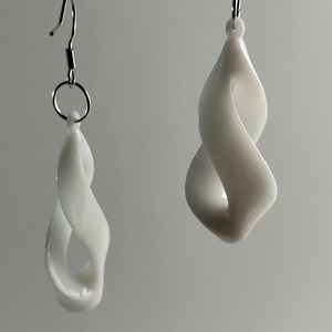 "Twisted" Minimal σκουλαρίκια 3D printed με μεταλλικό γαντζάκι - πλαστικό, κρεμαστά, γάντζος