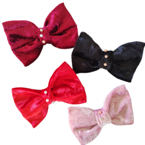 Χειροποίητος φιογκος για τα μαλλιά με βελούδο και πέρλες και μπαρέτα σε κόκκινο, μπορντό, μαύρο, ροζ 1τμχ 14,5 cm - ύφασμα, φιόγκος, βελούδο, χριστουγεννιάτικα δώρα, hair clips
