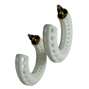 "Alien ear" Σκουλαρίκια κρίκοι 3/4, 3D printed minimal με μεταλλικό καρφάκι - πλαστικό, κρίκοι, καρφάκι, 3d εκτύπωση