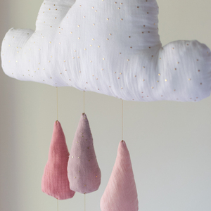 Κρεμαστό Διακοσμητικό Συννεφάκι με Ροζ Βροχή - Cloud Mobile - Δώρο για Νεογέννητο - Δώρο για Κοριτσάκι - Διακοσμητικά Τοίχου - Παιδικό Δωμάτιο - κορίτσι, συννεφάκι, βρεφικά, δώρα για μωρά, κρεμαστό διακοσμητικό