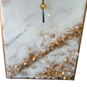 Χειροποίητο ρολόι τοίχου με βάση mdf, σχεδιασμό υγρού γυαλιού και κρυσταλλάκια - ξύλο, γυαλί, τοίχου - 4