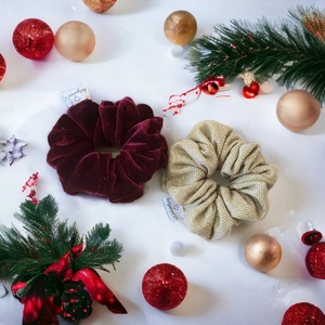 Χριστουγεννιάτικα λαστιχακια μαλλιων - ύφασμα, σετ δώρου, λαστιχάκια μαλλιών
