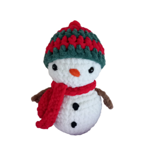 Πλεκτό κουκλάκι χιονάνθρωπος amigurumi 26 εκ. - λούτρινα, χειμώνας, χιονάνθρωπος, χριστουγεννιάτικα δώρα
