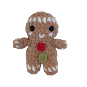 Πλεκτό κουκλάκι μπισκοτένιο ανθρωπάκι (Gingerbread man) μικρό 17 εκ. - λούτρινα, χριστούγεννα, χριστουγεννιάτικα δώρα