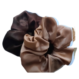 Scrunchies chocolate and biscuits (set) - ύφασμα, λαστιχάκια μαλλιών