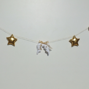 Διακοσμητική γιρλάντα με φτερά αγγέλου και αστεράκια - ύφασμα, αστέρι, διακοσμητικά, αγγελάκι - 2