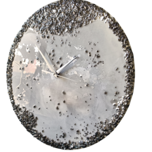 Χειροποίητο ρολόι τοίχου με βάση mdf και σχεδιασμό με υγρό γυαλί και κρυσταλλάκια - ξύλο, γυαλί, τοίχου - 2