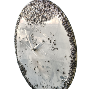 Χειροποίητο ρολόι τοίχου με βάση mdf και σχεδιασμό με υγρό γυαλί και κρυσταλλάκια - ξύλο, γυαλί, τοίχου - 4