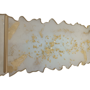 Χειροποίητος δίσκος από ρητίνη (υγρό γυαλί) σε σαμπανιζέ περλέ χρώμα και χρυσές λαβές - δίσκος, χειροποίητα, γάμος, γάμος και βάπτιση - 3