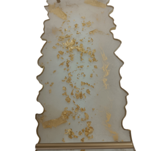 Χειροποίητος δίσκος από ρητίνη (υγρό γυαλί) σε σαμπανιζέ περλέ χρώμα και χρυσές λαβές - δίσκος, χειροποίητα, γάμος, γάμος και βάπτιση - 5