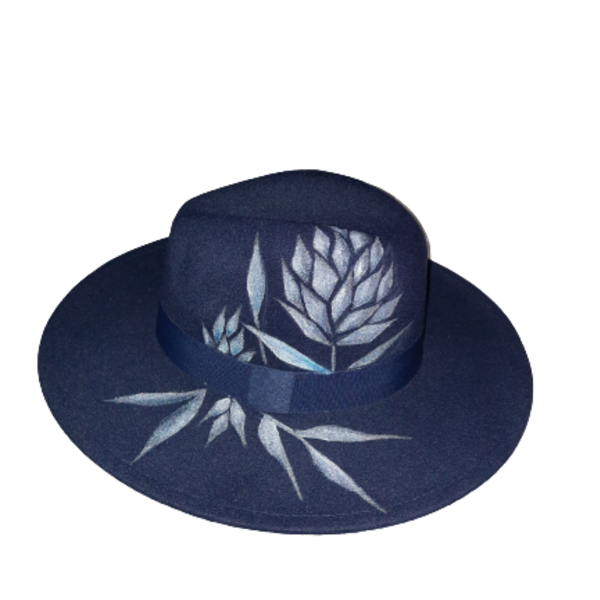 Blue hat - ζωγραφισμένα στο χέρι, τσόχα, καπέλο