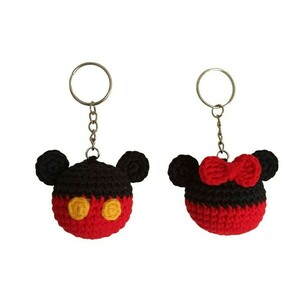 Σετ πλεκτό ζευγάρι μπρελόκ Mickey & Minnie Mouse - 5εκ/ 5εκ - βαμβακερό νήμα, ζευγάρια, ήρωες κινουμένων σχεδίων