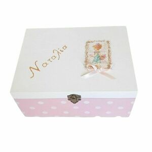 Ξύλινο κουτάκι κοριτσάκι ροζ _ λευκό πουά 23*17*11εκ. - κορίτσι, κουτί, οργάνωση & αποθήκευση, δώρα για βάπτιση, προσωποποιημένα - 3