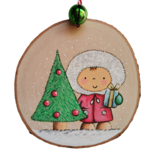 Χειροποίητο χριστουγεννιάτικο προσωποποιημένο ξύλινο στολίδι για αγοράκι - ξύλο, στολίδια, δέντρο, προσωποποιημένα