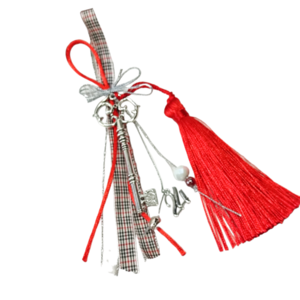 Γούρι 2024 μεταλλικό κλειδί κόκκινη φούντα - κλειδί, μέταλλο, διακοσμητικά, χριστουγεννιάτικα δώρα, γούρι 2024
