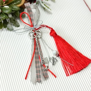 Γούρι 2024 μεταλλικό κλειδί κόκκινη φούντα - κλειδί, μέταλλο, διακοσμητικά, χριστουγεννιάτικα δώρα, γούρι 2024 - 2