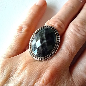Δαχτυλίδι οβάλ μαύρο - μπρούντζος, μεγάλα, δώρα γενεθλίων, αυξομειούμενα, δώρα για γυναίκες - 4