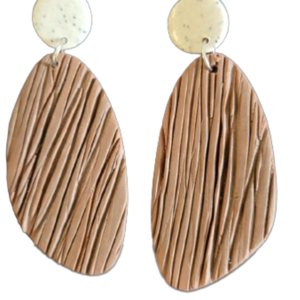 Σκουλαρίκια τύπου ξύλινα - πηλός, καρφωτά, boho, μεγάλα, καρφάκι