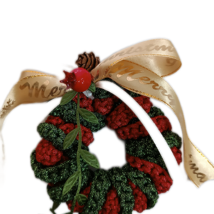 Πλεκτό στεφανάκι χριστουγεννιάτικο στολίδι - νήμα, στεφάνια, στολίδια