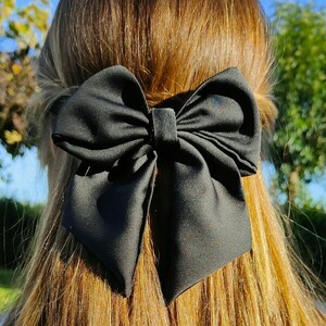 Black sailor hair bow clip - ύφασμα, φιόγκος, μέταλλο, hair clips - 2