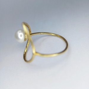 Ασημένιο 925° επίχρυσο δαχτυλίδι με μαργαριτάρι (medium) - μαργαριτάρι, επιχρυσωμένα, ασήμι 925, σταθερά, φθηνά - 3