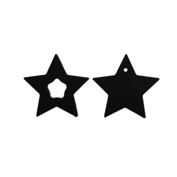 Αστεράκια Σετ 2 τεμ. (διαφορετικό σχέδιο) 7εκ. μαύρο Ματ χρώμα - αστέρι, κεραμικό, βάπτισης