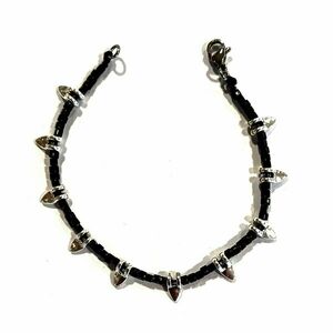 Black silver bracelet - ασήμι, επάργυρα, χάντρες, σταθερά, χεριού - 3