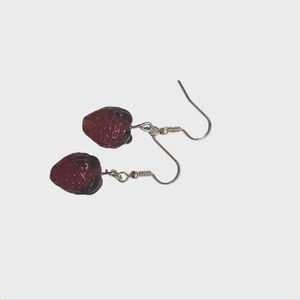 Strawberry earrings - πλαστικό, χάντρες, μικρά, κρεμαστά, γάντζος