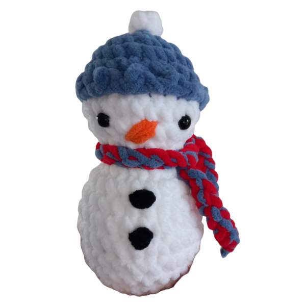 Πλεκτό κουκλάκι χιονάνθρωπος μικρός 19 εκ. - λούτρινα, δώρα για παιδιά, χειμώνας, χιονάνθρωπος, χριστουγεννιάτικα δώρα - 2