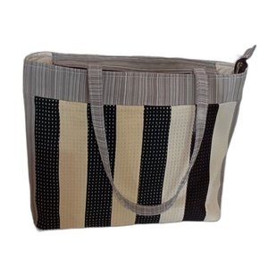 Υφασμάτινη τσάντα ώμου - patchwork (κάθετες λωριδες) - ύφασμα, ώμου, μεγάλες, all day - 4