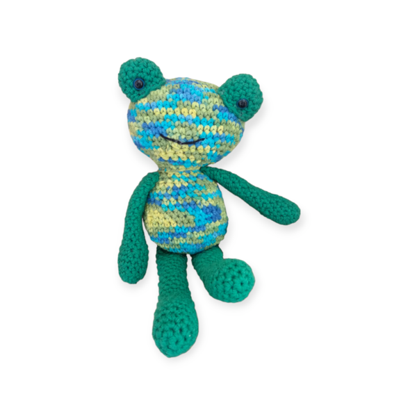 Χειροποίητο πλεκτό παιδικό κουκλάκι βάτραχος πράσινος -AMI83 - λούτρινα - 3