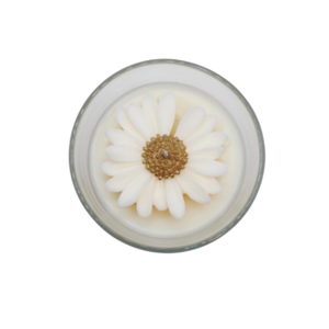 Χειροποίητο κερί σόγιας με σχέδιο μαργαρίτα χρυσή σε άρωμα της επιλογης σας 120g - αρωματικά κεριά, κεριά, φυτικό κερί - 3