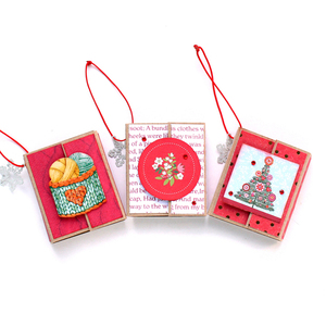 Χειροποίητα μίνι άλμπουμ στολίδια για το Χριστουγεννιάτικο δέντρο, από χαρτί scrapbooking!!!- κόκκινα - χαρτί, για φωτογραφίες, χριστουγεννιάτικα δώρα, στολίδια, scrapbooking
