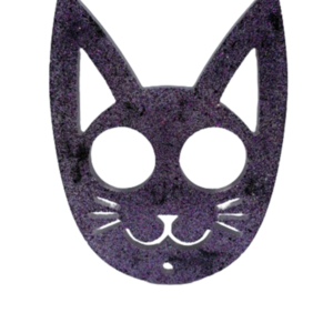 Μπρελόκ αυτοάμυνας γάτα από υγρό γυαλί σε μωβ χρώμα με γλίτερ 10cm χ 8cm - ρητίνη, γατούλα
