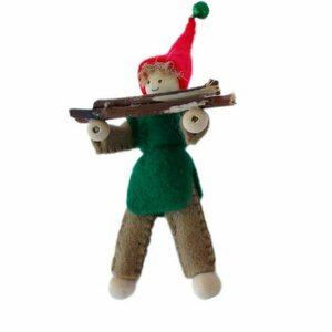 Ραμμένο στο χέρι στολίδι πράσινος χωρικός με ξύλα - νήμα, χειροποίητα, χριστούγεννα, στολίδια - 2