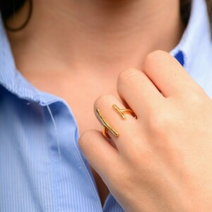 Δαχτυλίδι γυναικείο αυξομειούμενο χρυσό δύο μπάρες από zamak 24k επίχρυσο - επιχρυσωμένα, ορείχαλκος, μεγάλα, αυξομειούμενα - 4